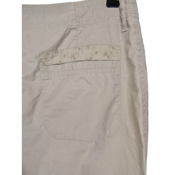 J Jill Pants Size 16 Tan Khaki Beige Cargo Zip pockets Lightweight Cotton Eyelet - Picture 7 of 15